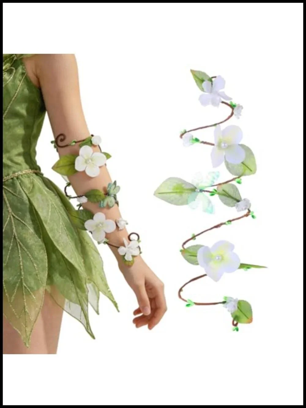 Butterfly Tassel Flower Crown with Arm Wraps 3pc Renaissance Costume